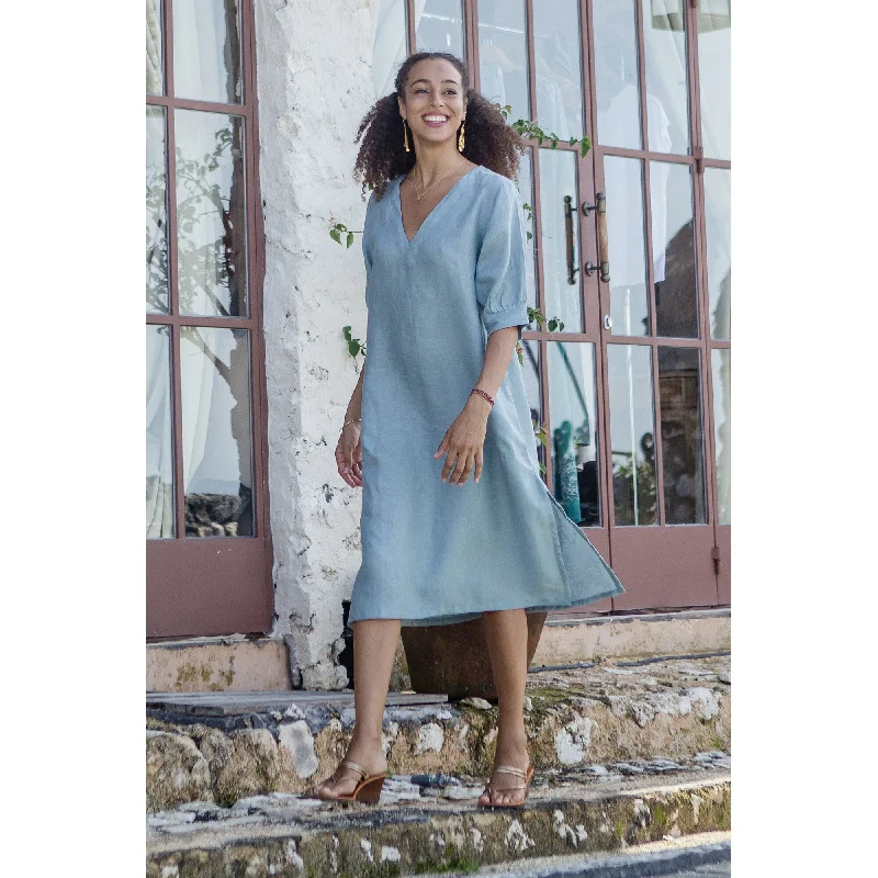 Sexy Fun Novica Handmade Bright Sunday Linen Tunic Dress