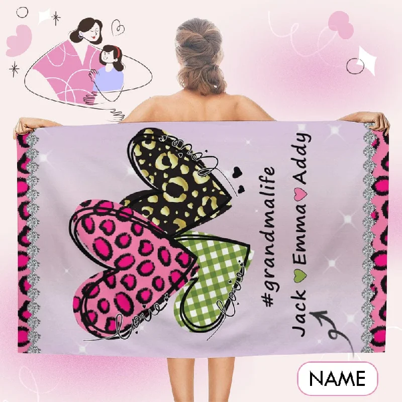 Trendy Wear Custom Name Three Hearts Beach Towel Quick-Dry, Super Absorbent, Non-Fading, Beach&Bath Personalized Mother's Day Surprise Gift Beach Towel Trendy Wear Custom Name Three Hearts Beach Towel Quick-Dry, Super Absorbent, Non-Fading, Beach&Bath Personalized Mother's Day Surprise Gift Beach Towel
