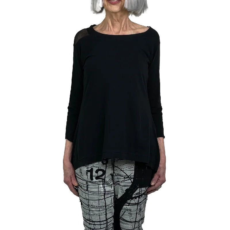 Personalized Wear MESH TRIM 3/4 SLEEVE SHAPED T-SHIRT