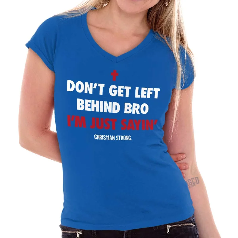 Printed Patterns Don't Get Left Behind Junior Fit V-Neck T-Shirt