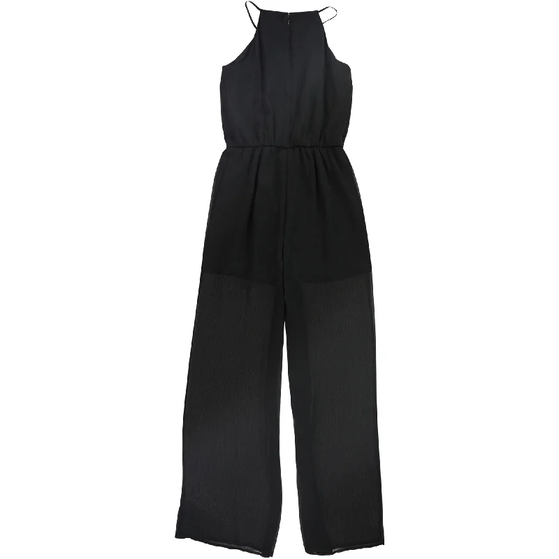 New Design Bar Iii Womens Black Sheer Jumpsuit