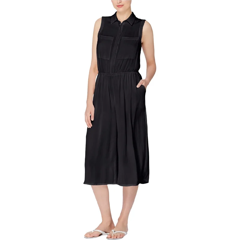 Retro Style Catherine Malandrino Womens Cropped Jumpsuit, Black, 10