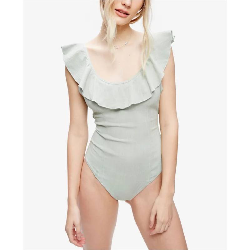 Luxe Comfort Free People Womens Uh Huh Bodysuit Jumpsuit, Green, Large