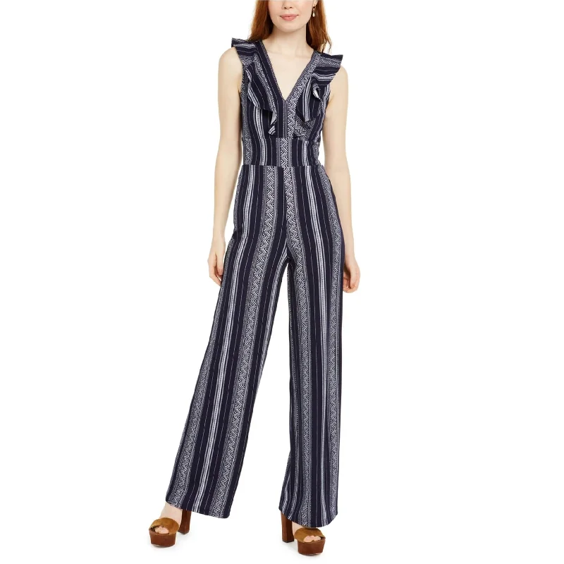 Hip-hop Style Crave Fame Womens Open Back Jumpsuit, Blue, Medium