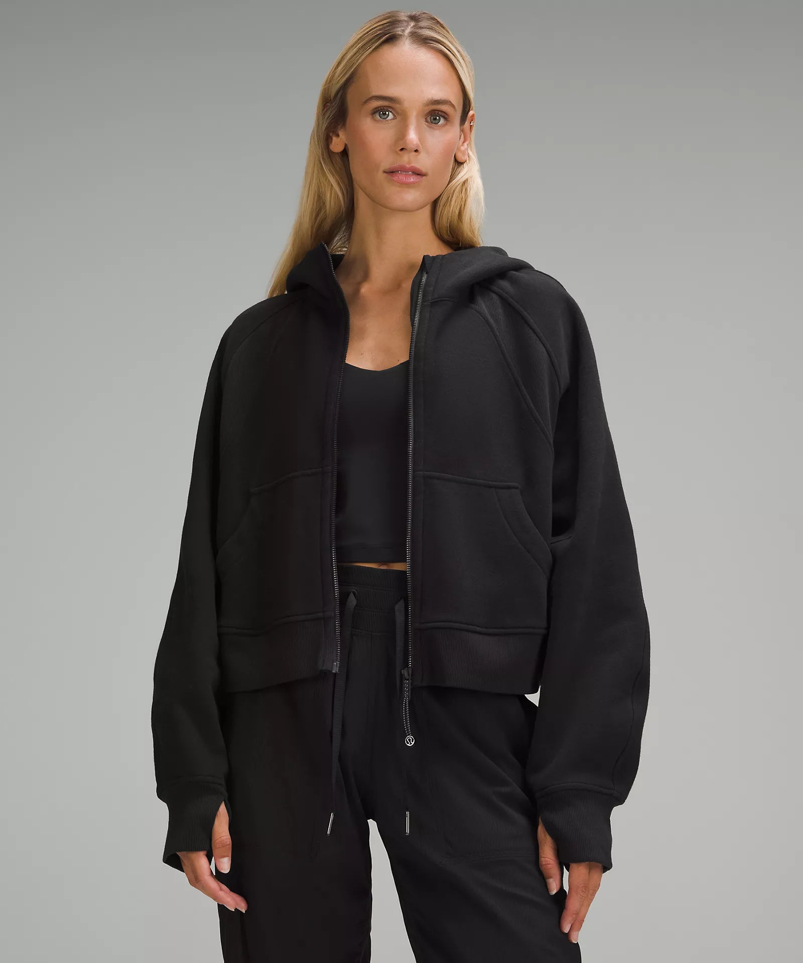 Fashionable sports Scuba Oversized Full Zip Hoodie | Black