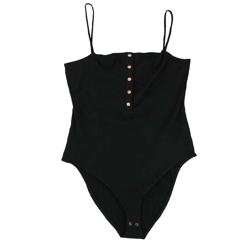 Versatile Style bar III Womens Ribbed Bodysuit Jumpsuit, Black, X-Large