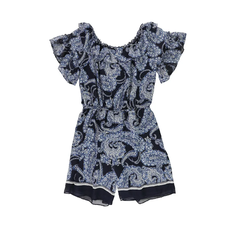 Weekend Style Tommy Hilfiger Womens Paisley Romper Jumpsuit, Blue, 8