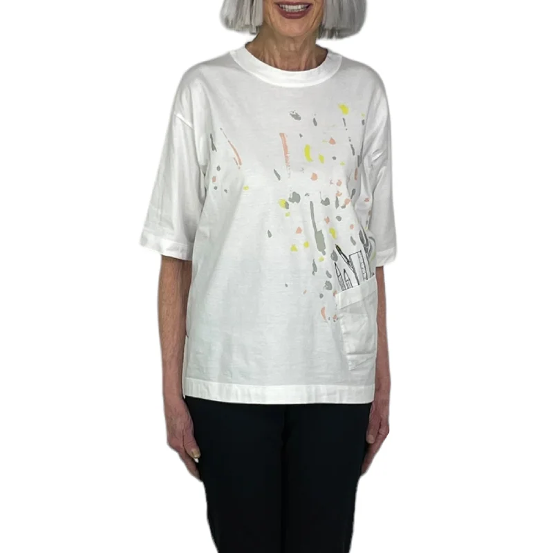 Simple Style LAZY PRINT S/S TEE W/POCKET