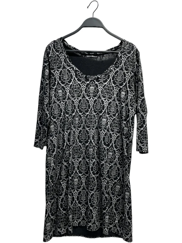 Single-shoulder Neck Design HYSTERIC GLAMOUR/LS T-Shirt/FREE/All Over Print/Cotton/BLK/
