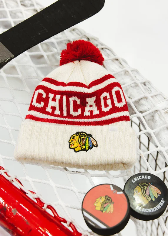 Denim Design Adult Chicago Blackhawks Varsity Beanie - Red