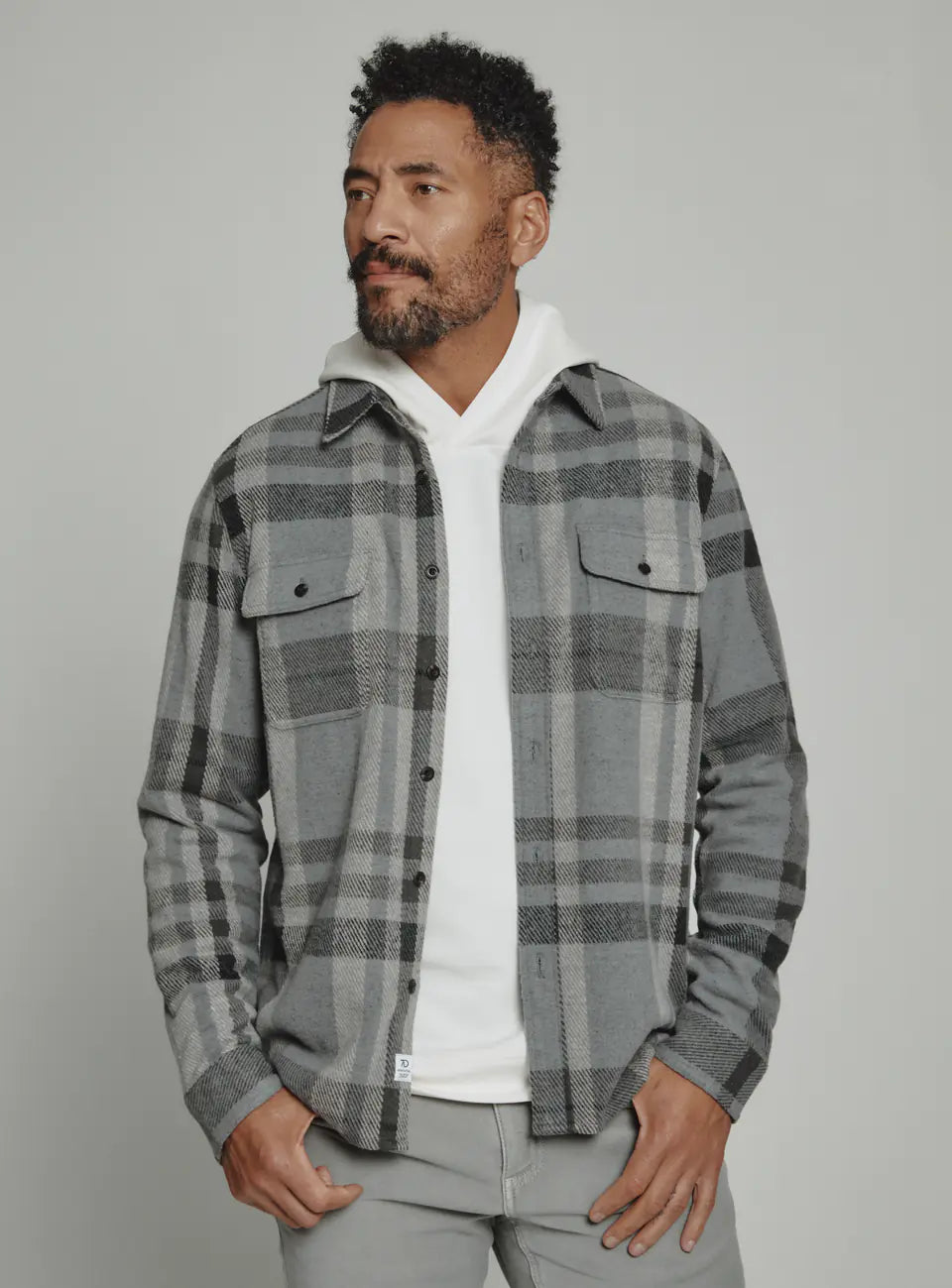 Free Design Generation Long Sleeve Shirt | Grey Plaid