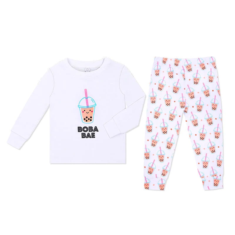 Slim Fit THE WEE BEAN | Kidswear | Bamboo Blend Two Piece Pajama Set - Boba