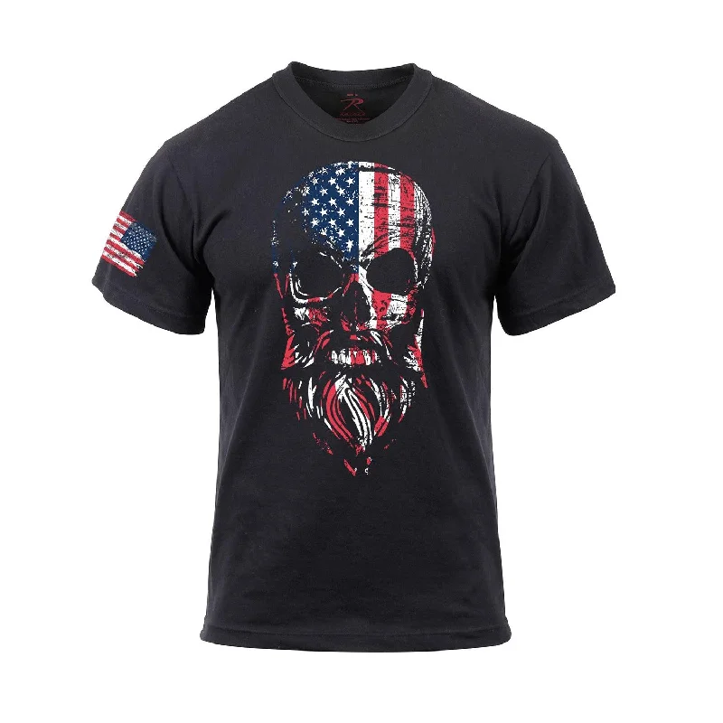 Urban Style US Flag Bearded Skull T-Shirt