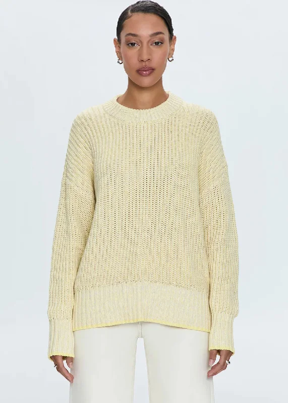 Retro Skirt Design Tina Crewneck Sweater - Soft Yellow