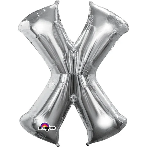 Extra long version 34 inch LETTER X - ANAGRAM - SILVER