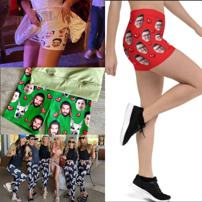 Sports Fitness Wear [30 Colors] Custom Women Face Shorts Photo Shorts Funny Womens Shorts Yoga Shorts