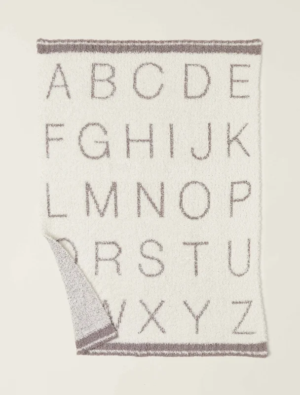 Romantic And Sweet Barefoot Dreams ABC Stroller Blanket | Cream Beach Rock