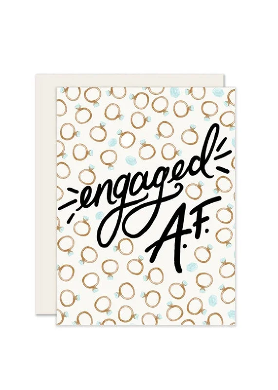 Retro Lace Fabric Engaged AF Card