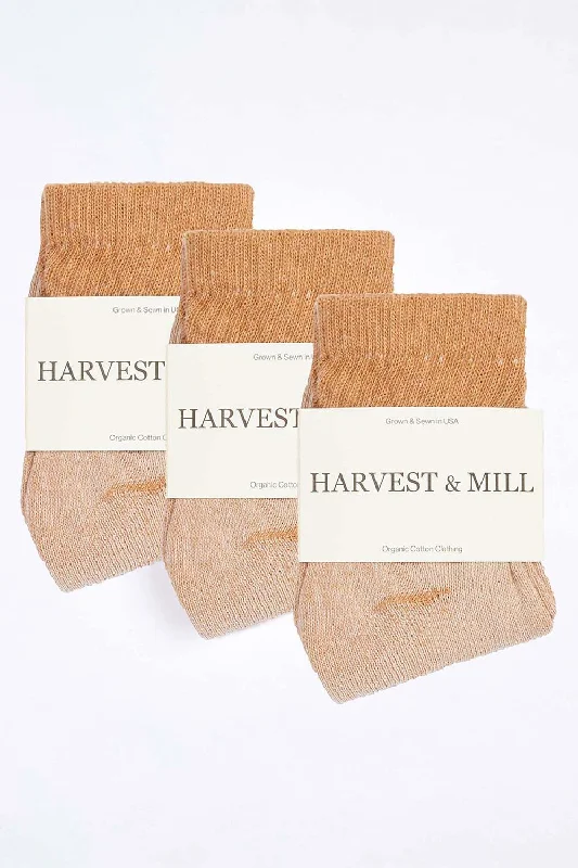 Printing decoration Women's 3 Pack Organic Cotton Socks Brown Ankle