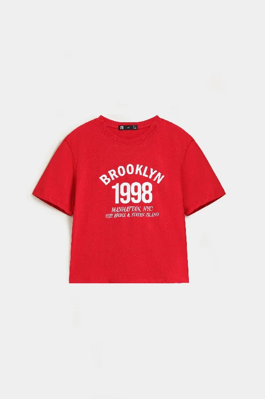 Classic Items Cropped Slogan T-shirt