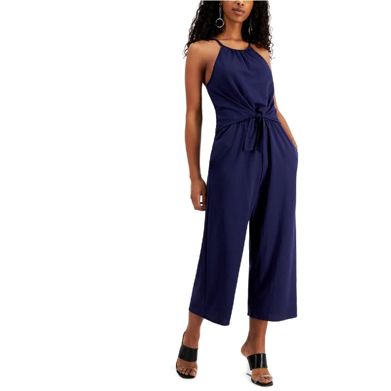 Comfortable Jackets Speechless Womens Tie-Front Jumpsuit, Blue, Large