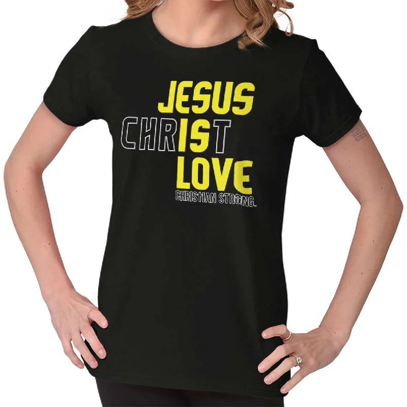 Bright Colors Jesus Christ is Love Ladies T Shirt