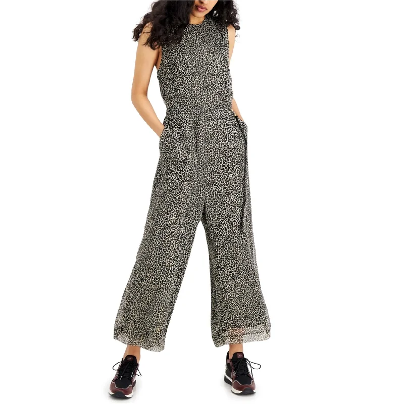 Sports High Waist Style Michael Kors Womens Leopard Printed Jumpsuit