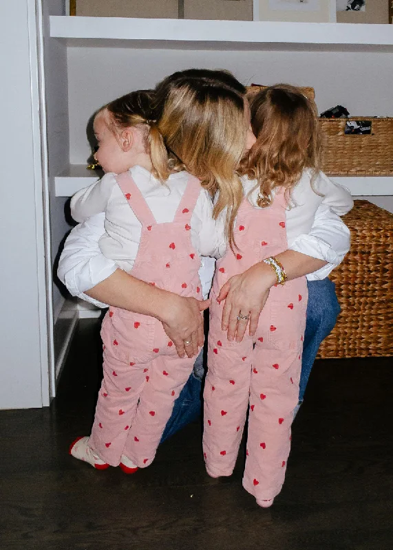 Cozy Layers Heart Print Corduroy Overalls