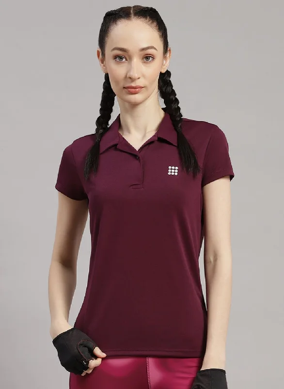 Modern Comfort Women Maroon Solid T-Shirt