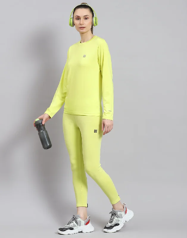 Everyday Comfort Women Yellow Solid Round Neck Full Sleeve Top