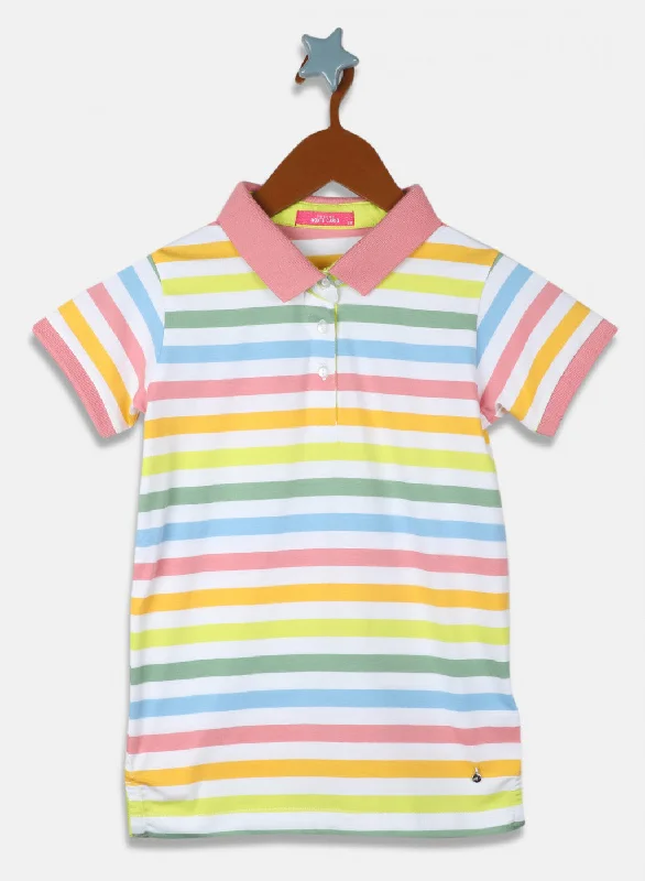 Sports And Leisure Girls Pink Stripe T-Shirt