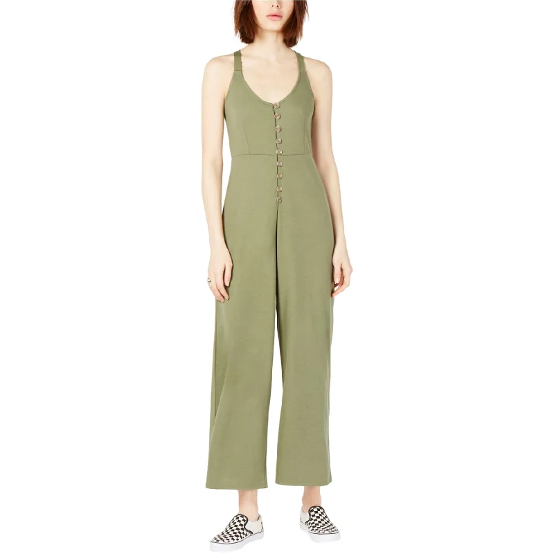Street Fashion Project 28 Womens Solid Button-Up Jumpsuit