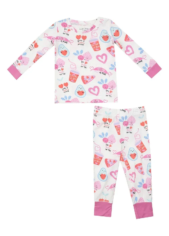 Fashion Touch 2-Piece L/S Pajama Set - Love You Foodie Much Pink