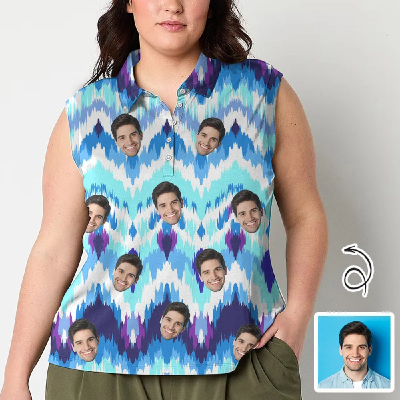 Preview New Products Custom Face Polo Sleeveless Tank Tops Personalized Blue Tank Top