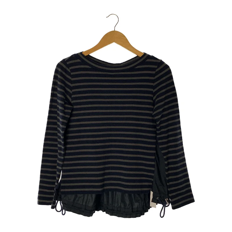 Fashionable and casual sacai/LS T-Shirt/2/NVY/Cotton/Border/13-01912