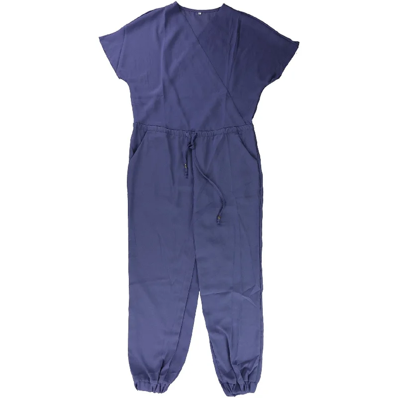 Easy Fashion Tags Weekly Womens Drawstring Jumpsuit, Purple, Small
