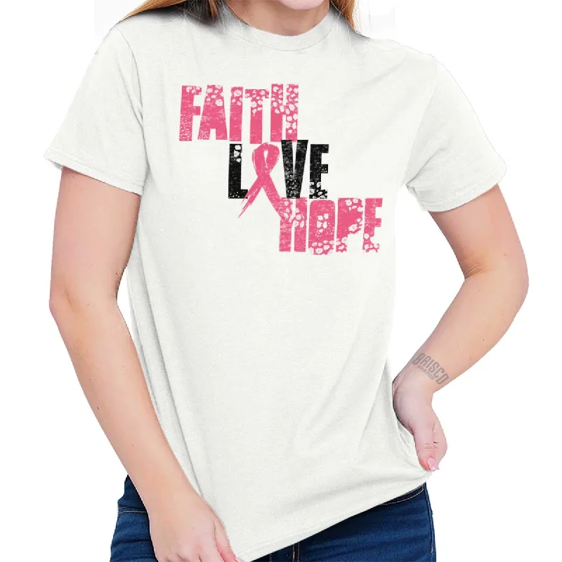 Fashionable Inner Wear Pink Faith Love Hope T Shirt