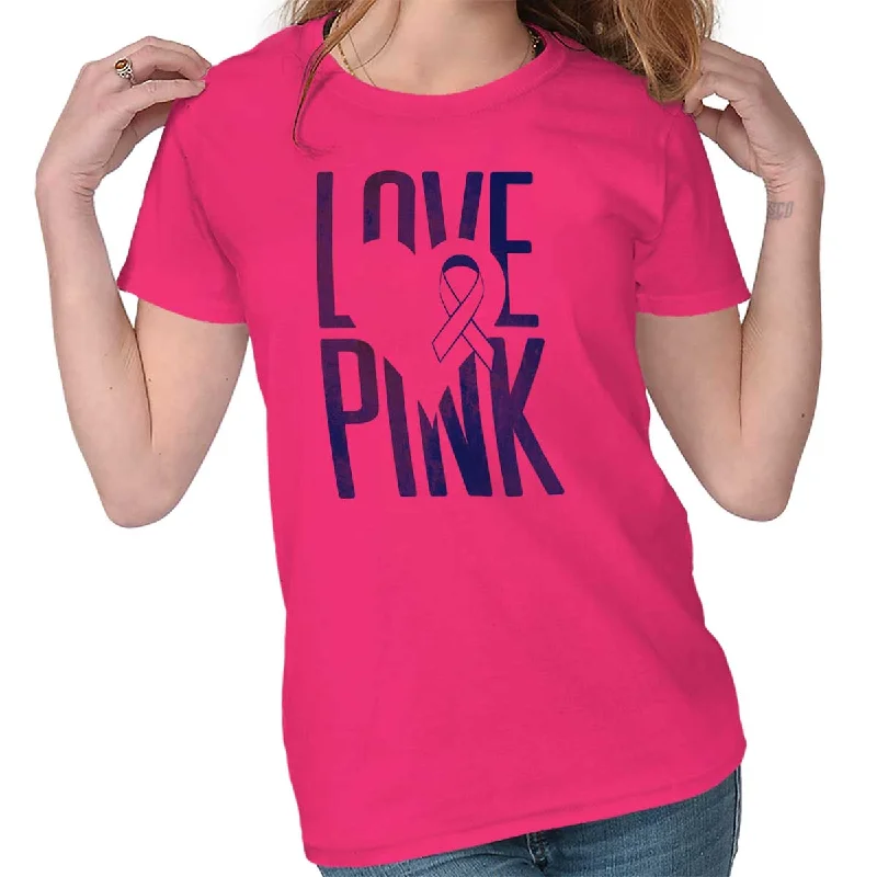 Floral Prints Breast Cancer Awareness Ladies T Shirt