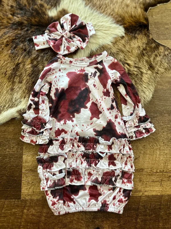 Sports outdoor style Cowhide Baby Gown with Bow