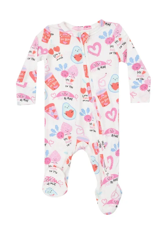 Casual Choice 2-Way Zipper Fold-Over Footie - Love You Foodie Much Pink