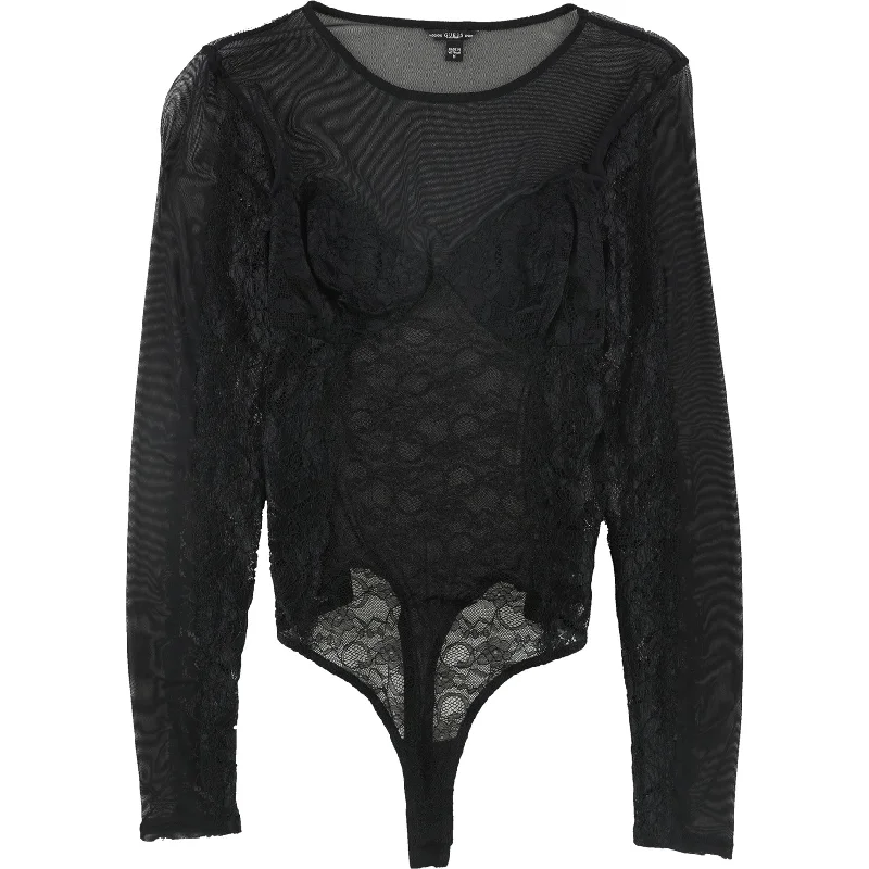 Soft Style GUESS Womens Larisa Lace Thong Bodysuit Jumpsuit, Black, Medium