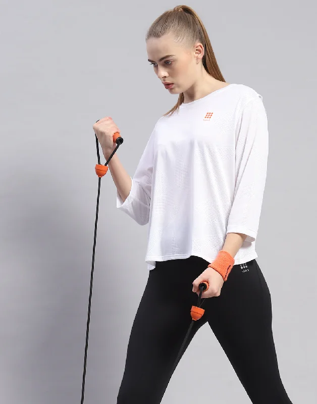 Retro Woolen Jacket Women White Solid Round Neck Half Sleeve Top