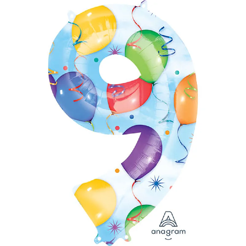 Youthful 34 inch NUMBER 9 - ANAGRAM - BALLOONS & STREAMERS
