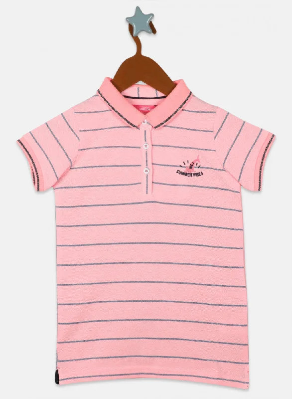 Street Graffiti Design Girls Peach Stripe T-Shirts