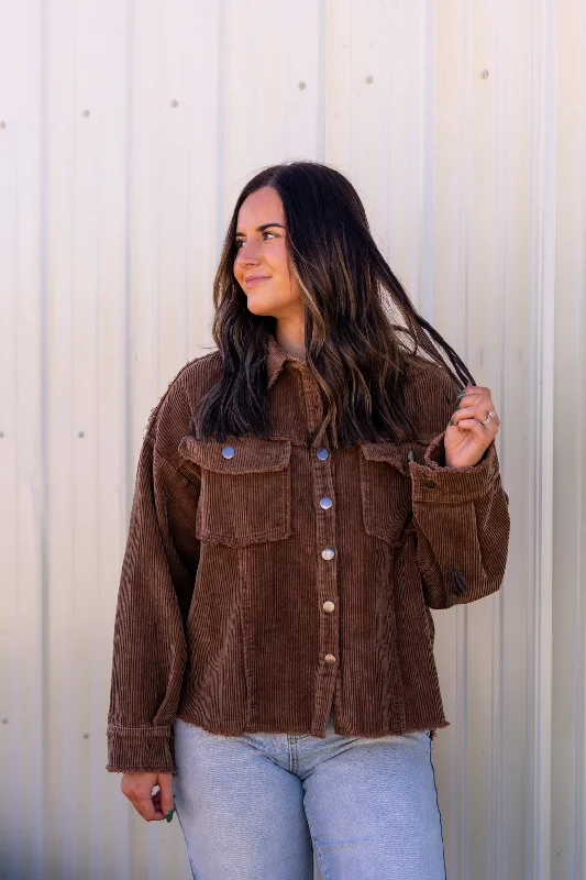 New Season Series Sophia Corduroy Shacket | Brown