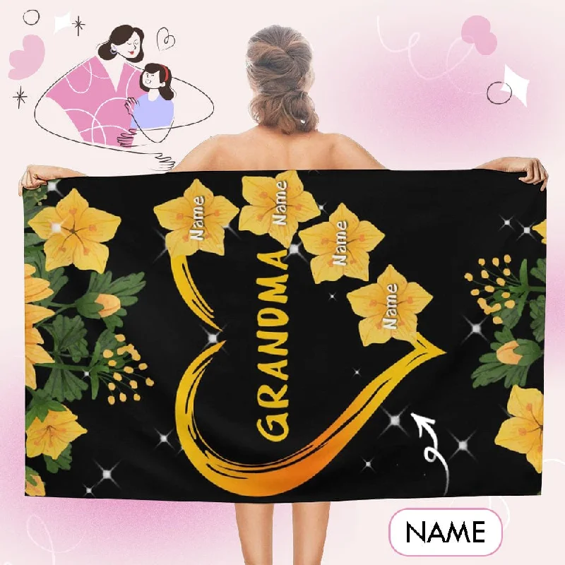 Urban Comfort Custom Multi-Name Yellow Flower Beach Towel Quick Dry Absorbent Cotton Lightweight Thin Bathroom Bath Pool Swim Towels Sand Free Towel Beach Accessories Essentials Mother's Day Gift Urban Comfort Custom Multi-Name Yellow Flower Beach Towel Quick Dry Absorbent Cotton Lightweight Thin Bathroom Bath Pool Swim Towels Sand Free Towel Beach Accessories Essentials Mother's Day Gift