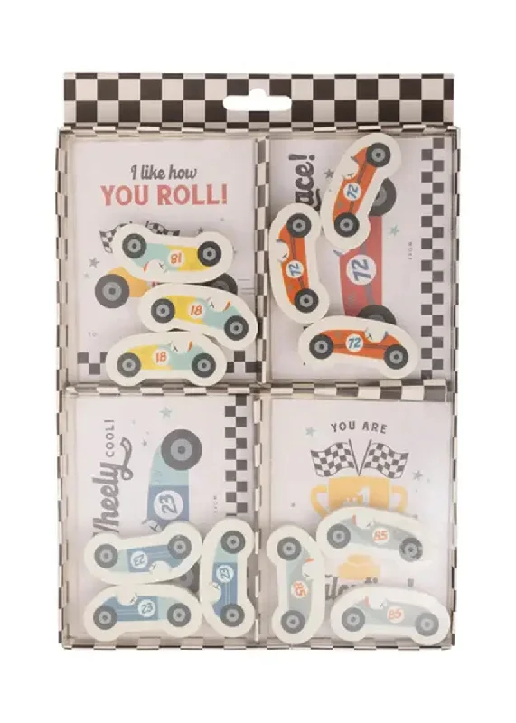 Fashionable Prints Race Car Valentines Cards