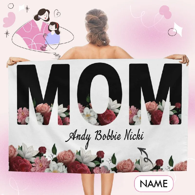 Elegant Wear Custom Name Mother Flower Beach Towel Quick-Dry, Super Absorbent, Non-Fading, Beach&Bath Personalized Mother's Day Surprise Gift Beach Towel Elegant Wear Custom Name Mother Flower Beach Towel Quick-Dry, Super Absorbent, Non-Fading, Beach&Bath Personalized Mother's Day Surprise Gift Beach Towel