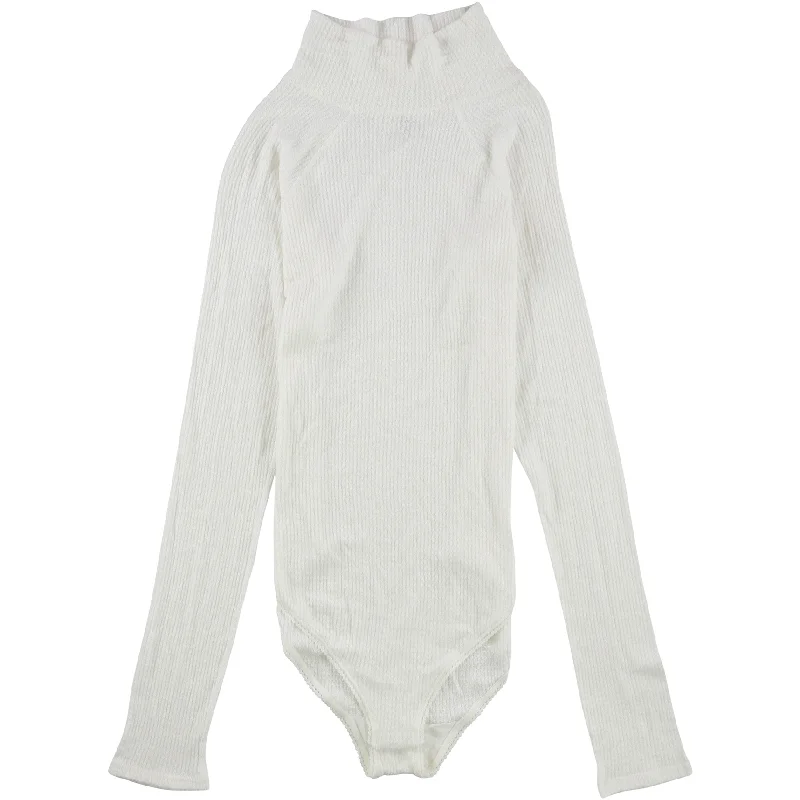 Effortless Style Free People Womens Solid Bodysuit Jumpsuit, Off-White, Large