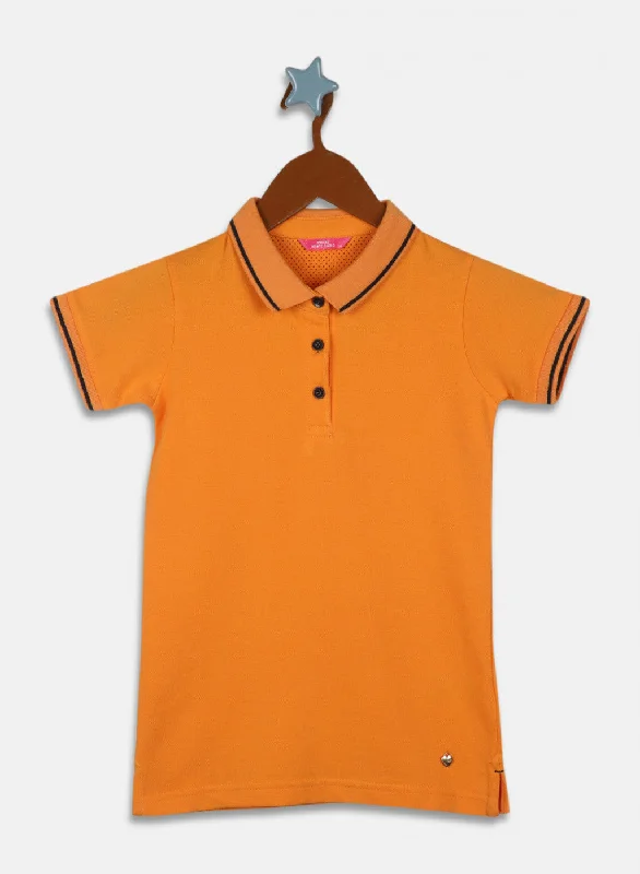 Comfortable down Girls Yellow Plain T-Shirt